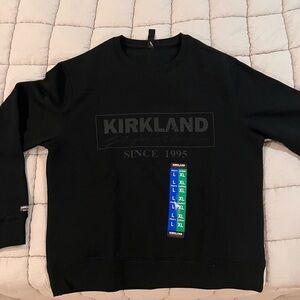 Kirkland Signature Black Crewneck Sweatshirt with Subtle Embossed Logo